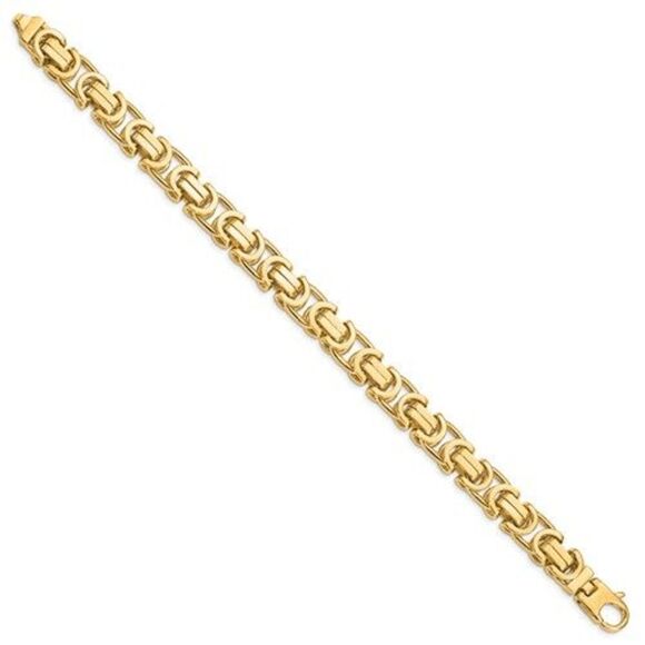 Man's 14K Yellow Gold 8.5" Byzantine Link Bracelet – Solid, 10.1mm, 49g - Picture 1 of 4